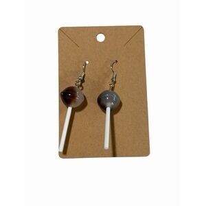 New Novelty Fashion Earrings sucker brown white sweets candy